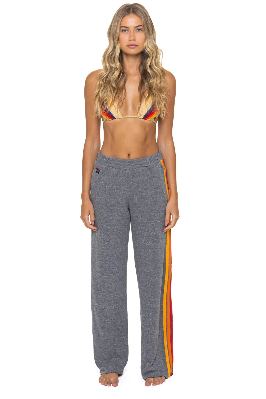 Wide Leg 5 Stripe - Heather Grey