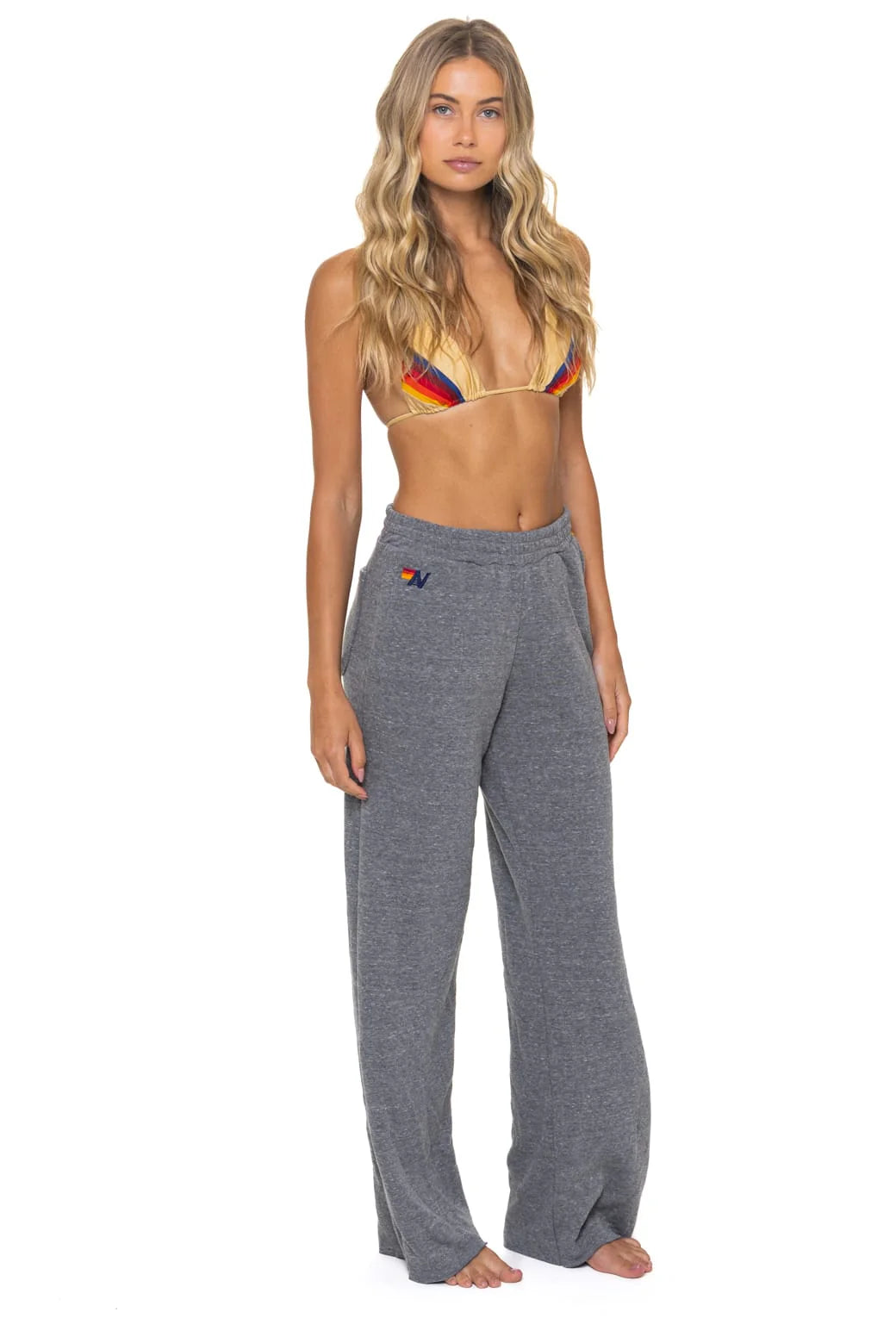 Wide Leg 5 Stripe - Heather Grey