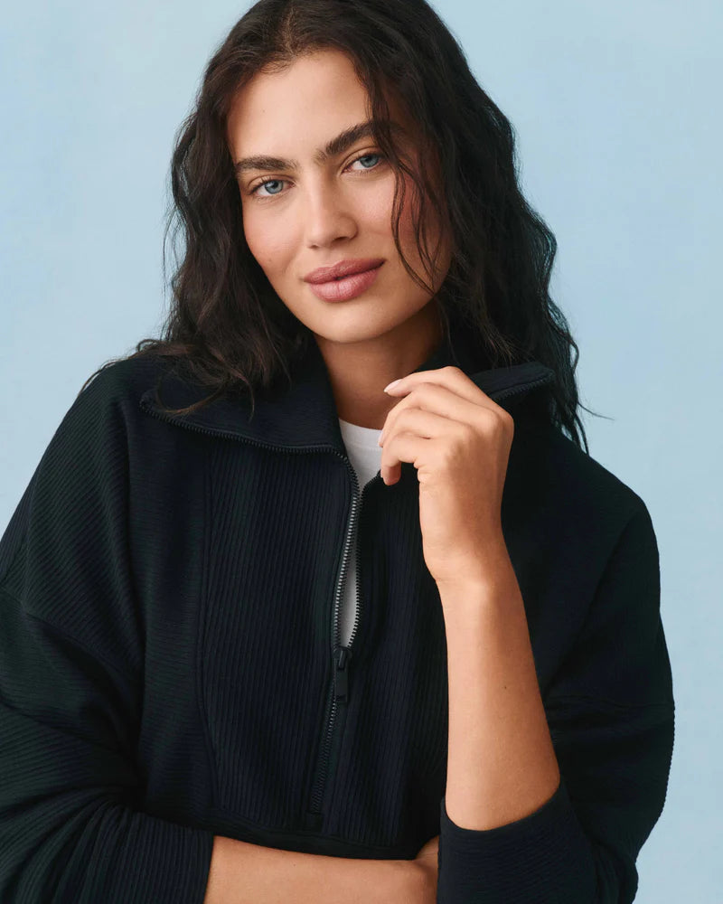 AirEssentials French Rib Half Zip - Black