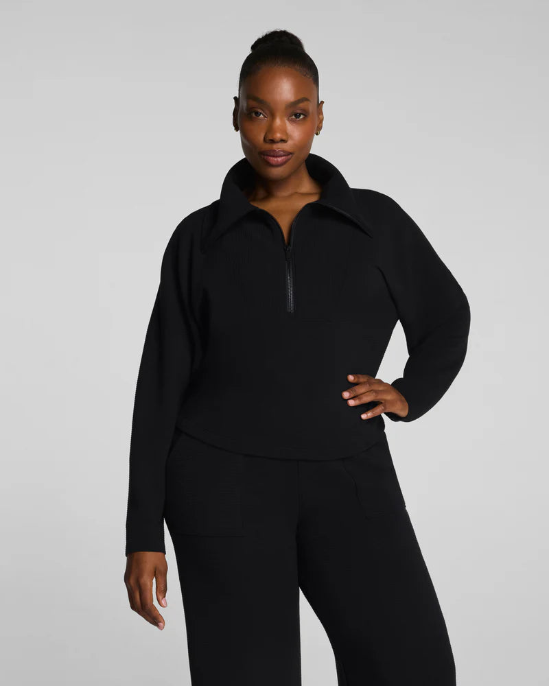 AirEssentials French Rib Half Zip - Black