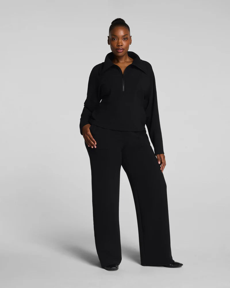 AirEssentials French Rib Wide Leg Pant - Black
