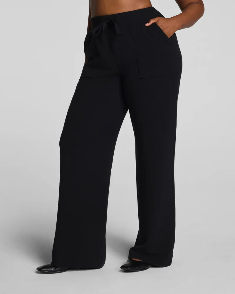 AirEssentials French Rib Wide Leg Pant - Black