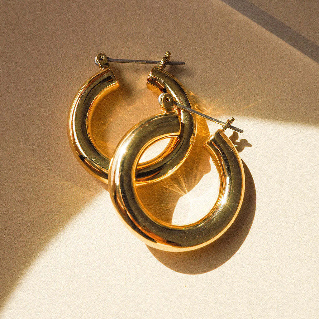 Baby Amalfi Tube Hoops - Gold