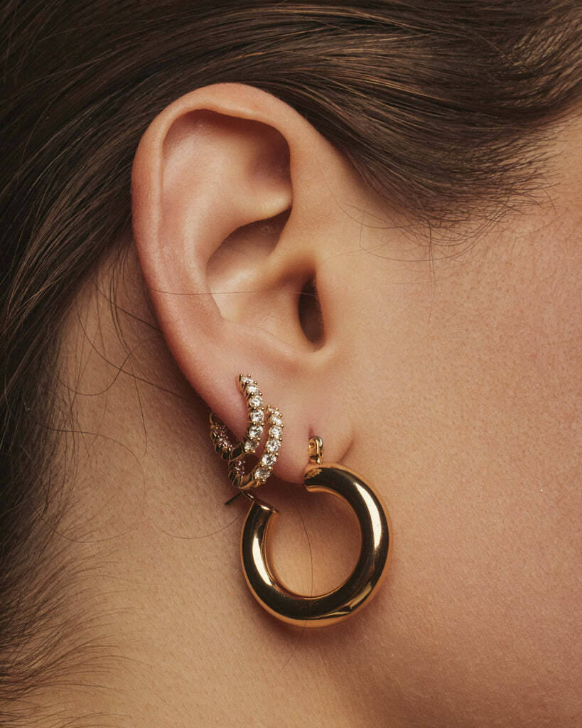Baby Amalfi Tube Hoops - Gold