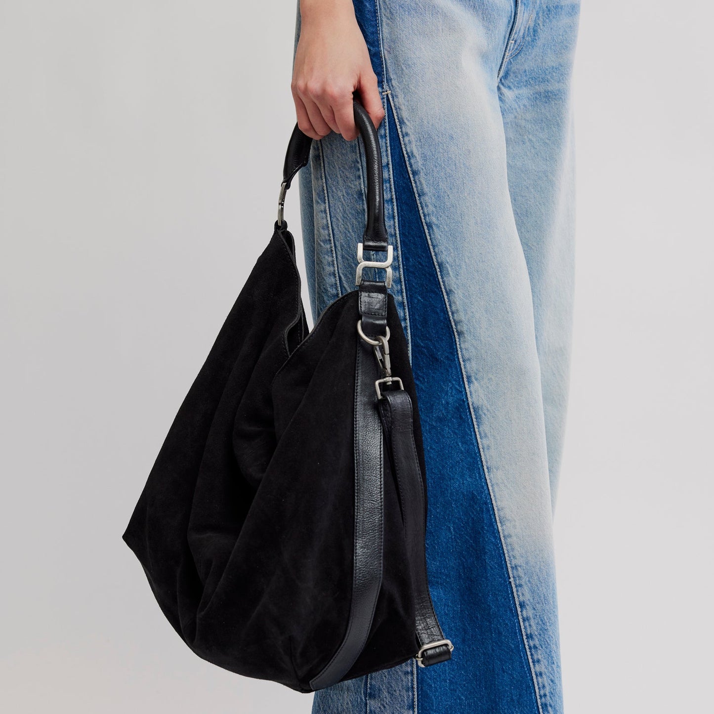 Suzie Suede Slouch Tote - Black