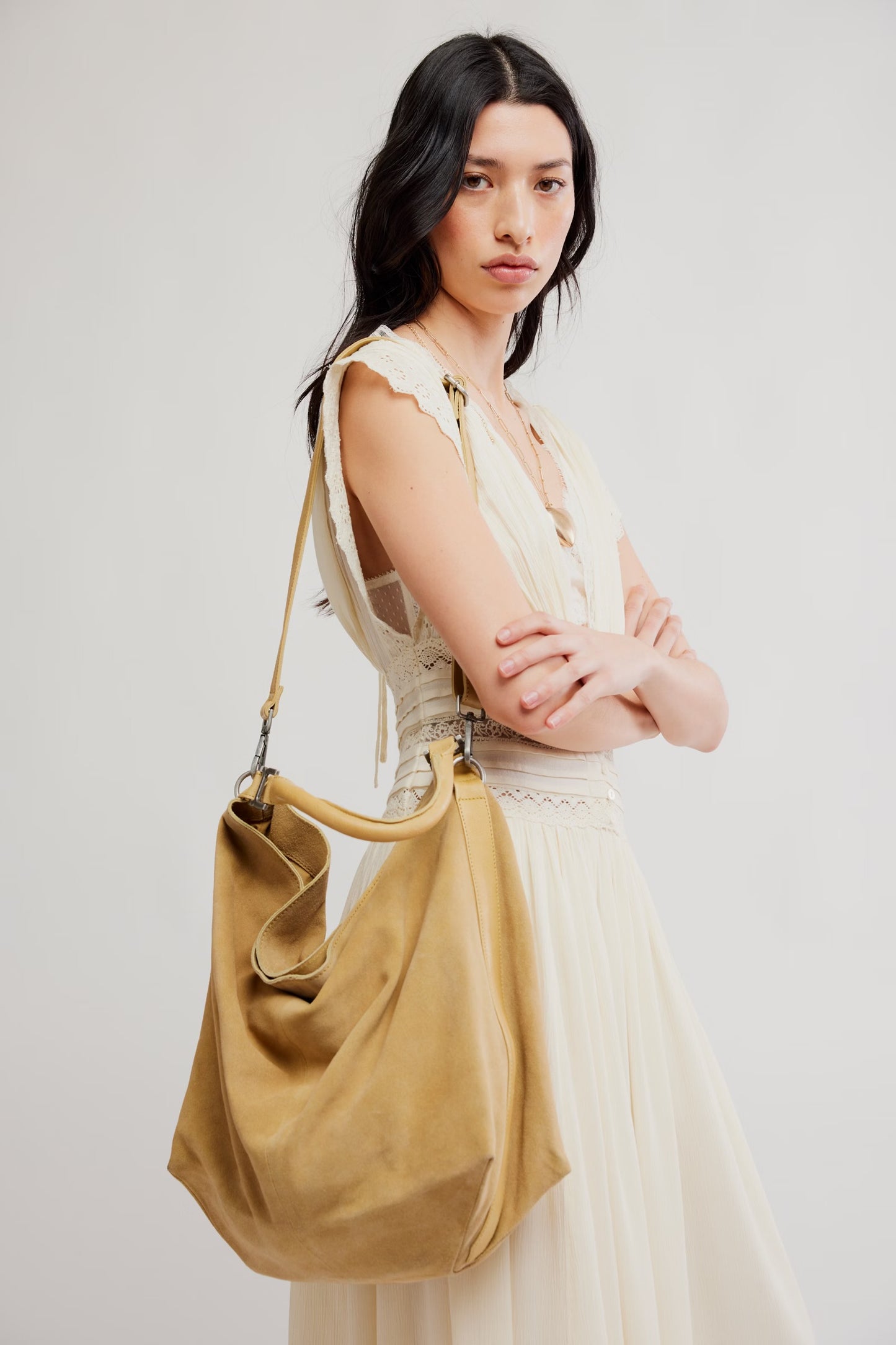 Suzie Suede Slouch Tote - Harvest Gold