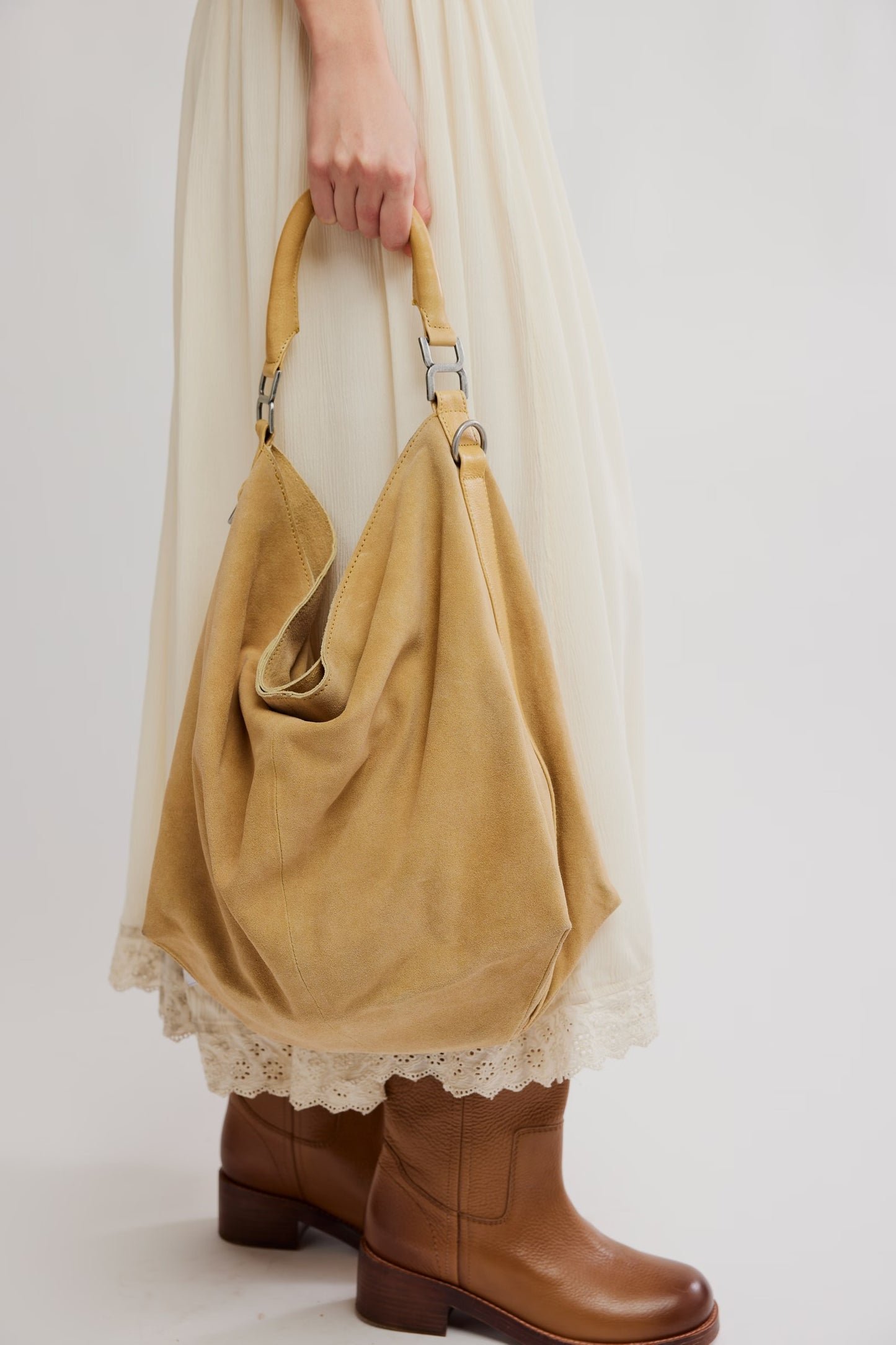 Suzie Suede Slouch Tote - Harvest Gold