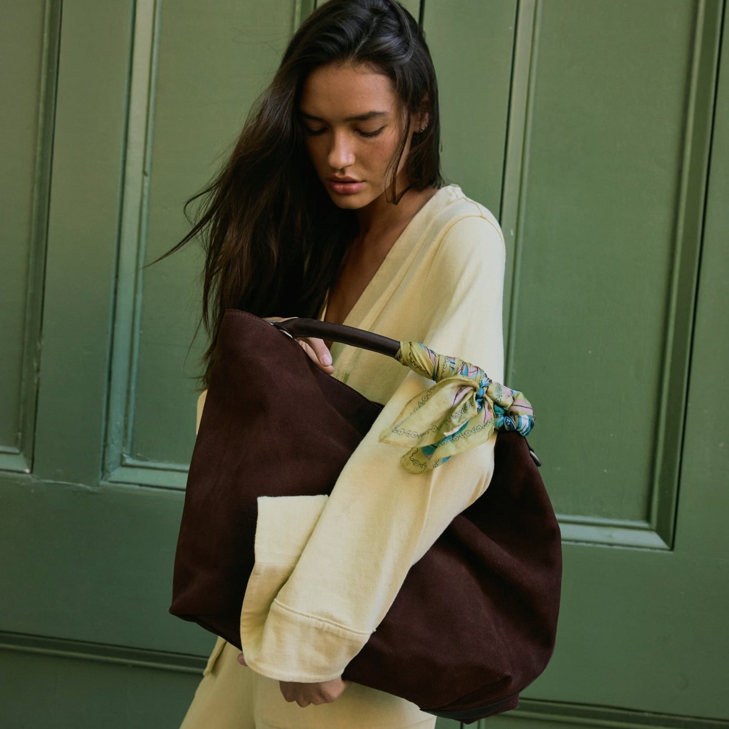 Suzie Suede Slouch Tote - Espresso