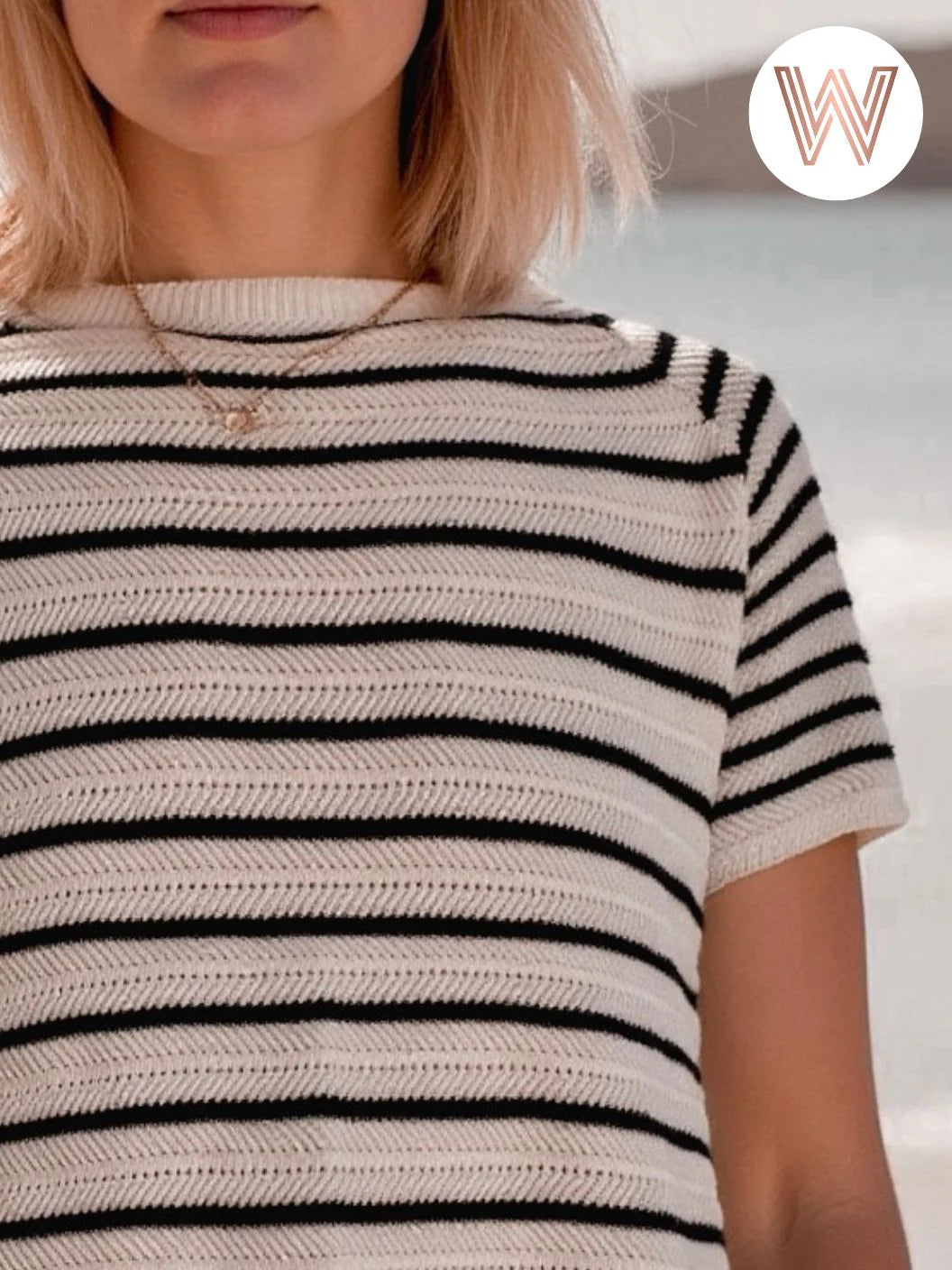 Bria Dress - Ecru / Black Stripe