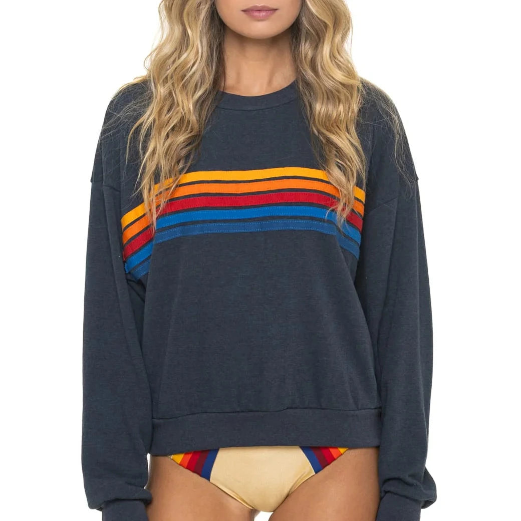5 Stripe Pullover Relaxed - Charcoal