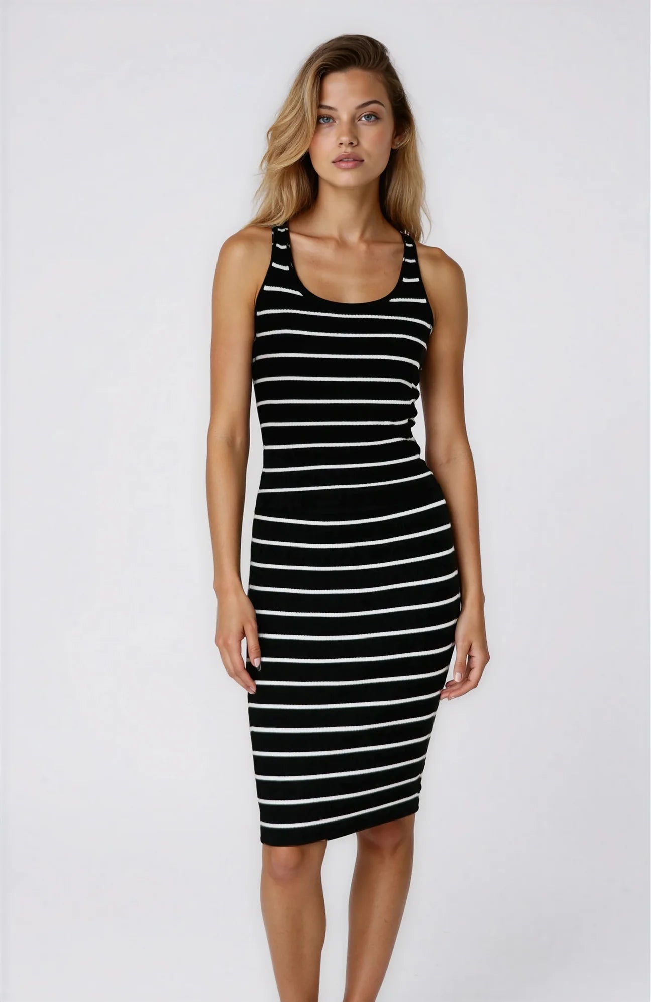 Striped Kennedy Tank - Black