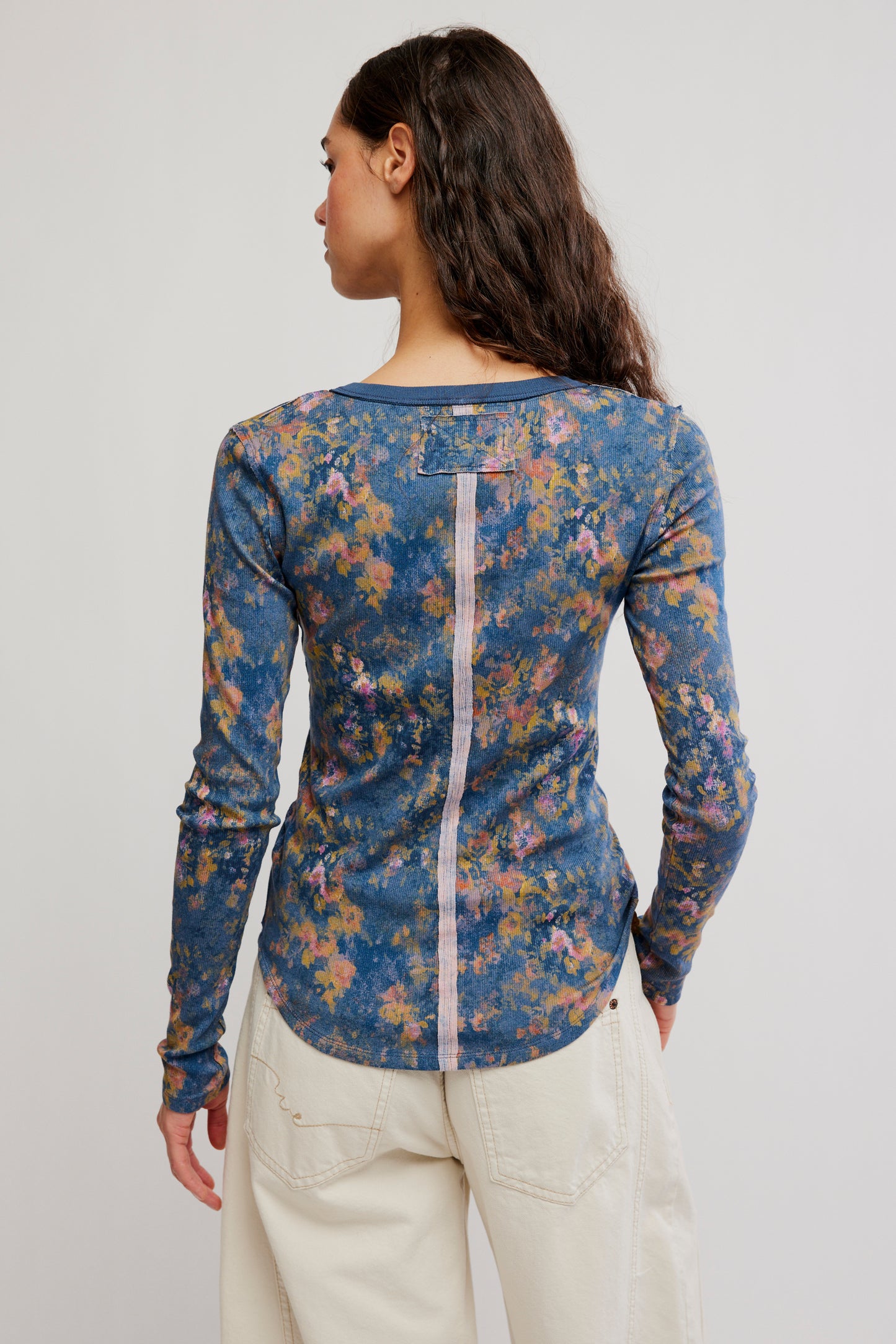 Jamie Printed Henley - Floral Haze