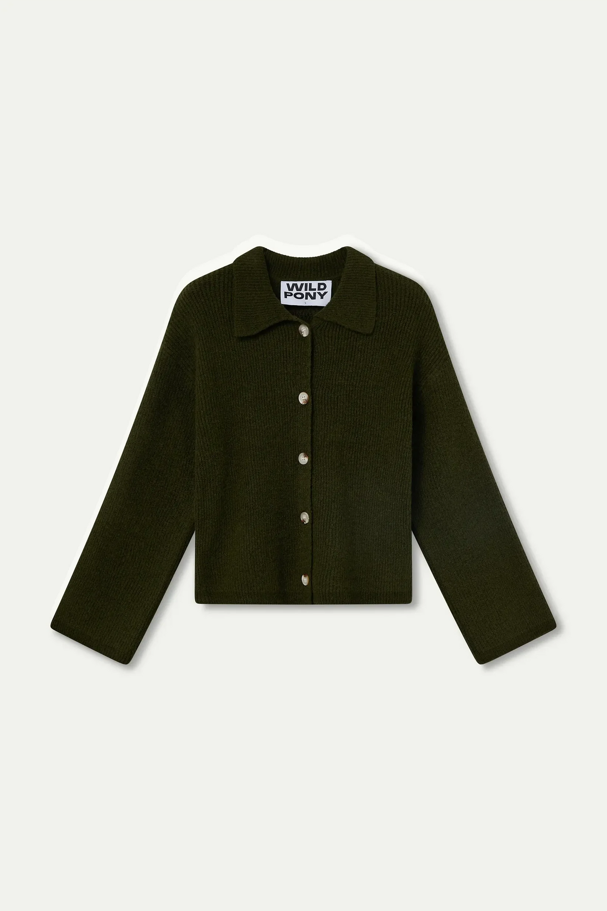 Collared Cardigan - Dark Green