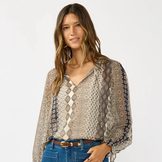 Sundance Blouse - Natural / Navy