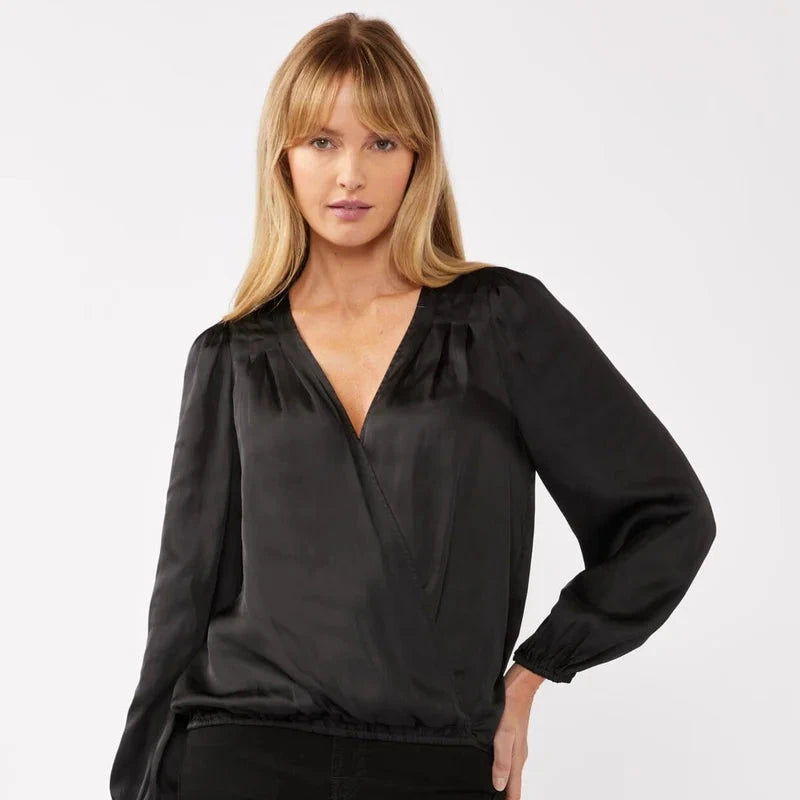 Ramona Surplice Blouse - Black
