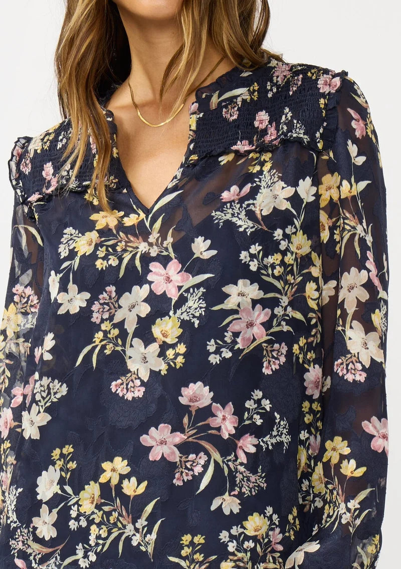 Dusk Serenade Blouse - Navy / Yellow