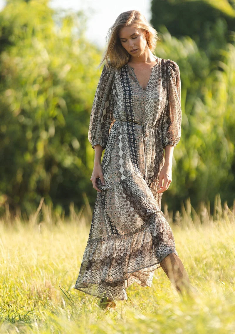 Sundance Maxi Dress - Natural / Navy