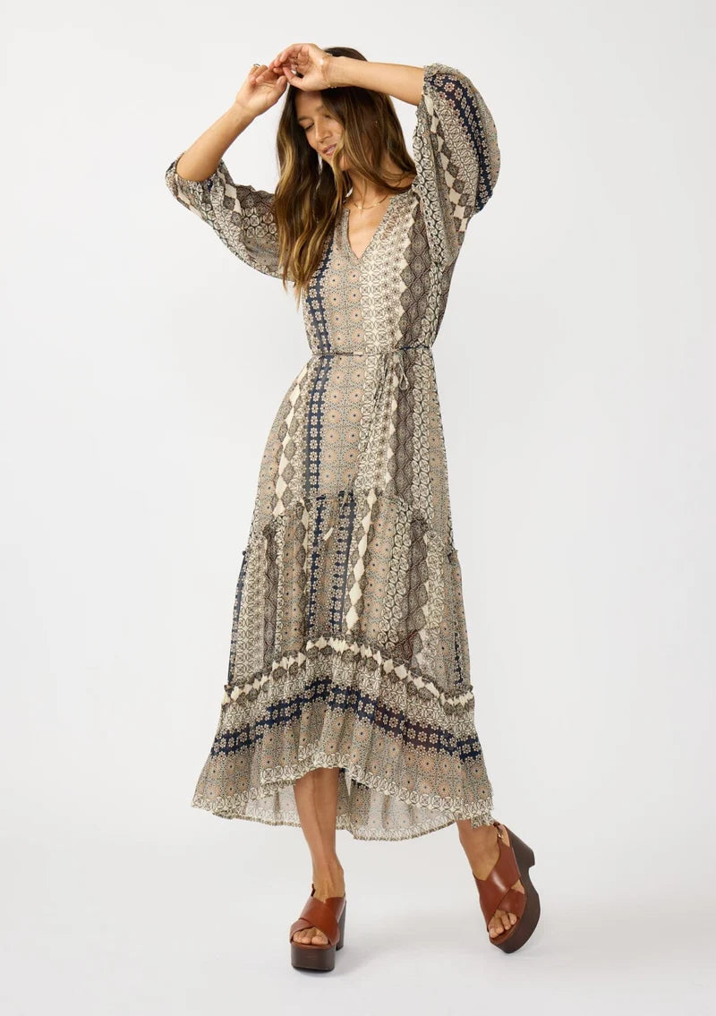 Sundance Maxi Dress - Natural / Navy