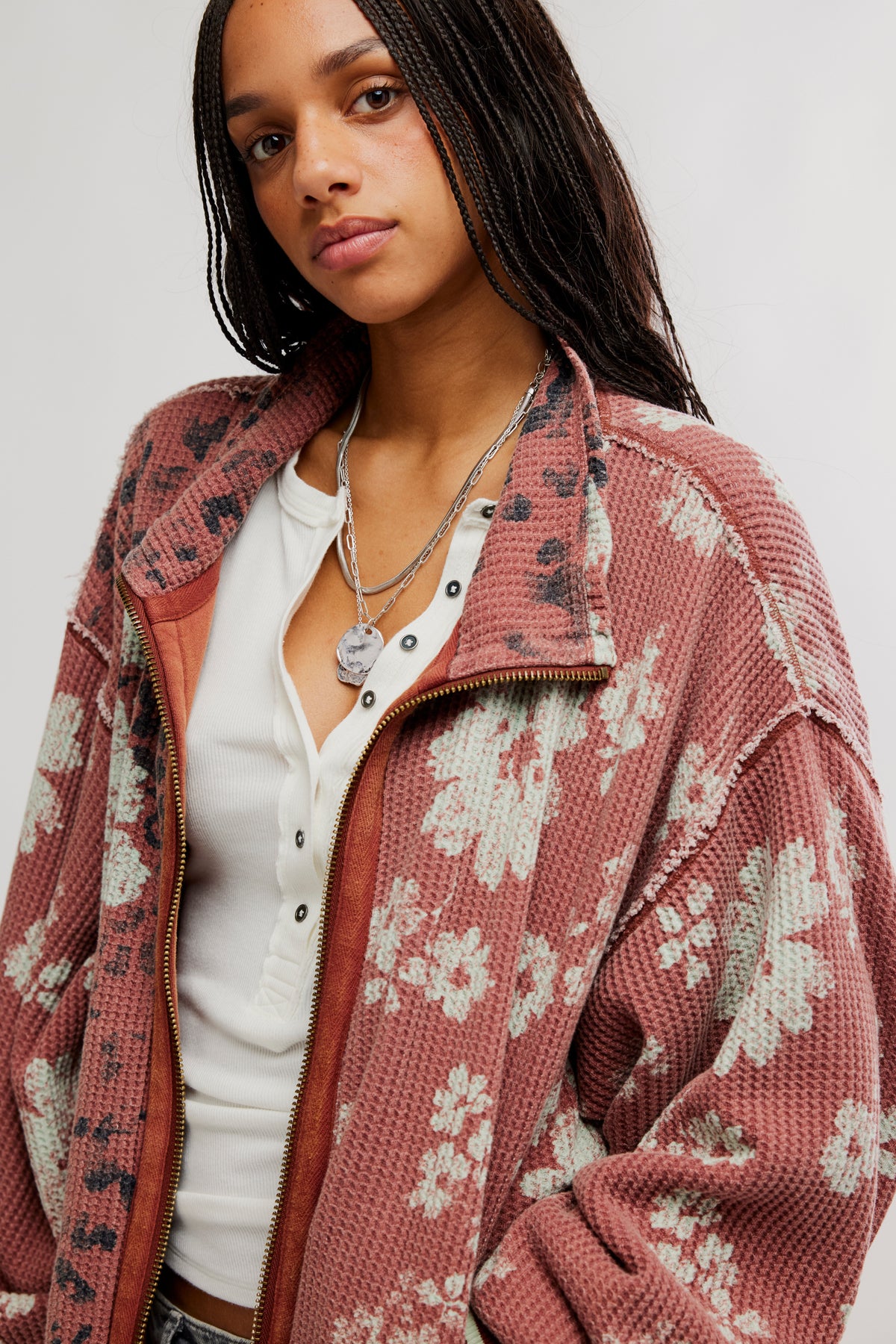 Print Mix Cardi - Whisper Pink