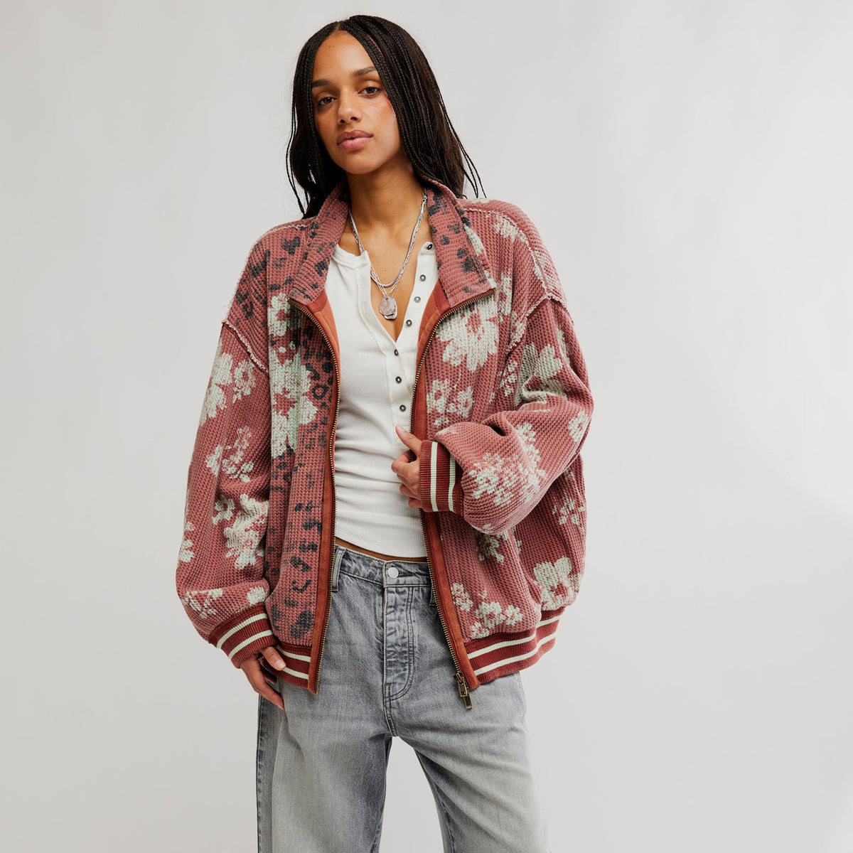 Print Mix Cardi - Whisper Pink