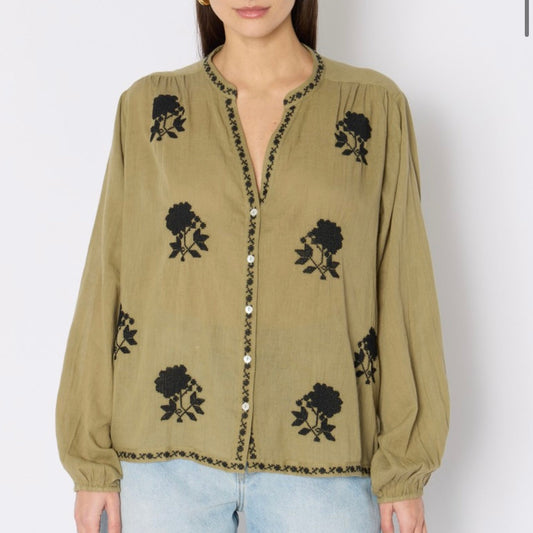 Chaya Flower Blouse - Khaki