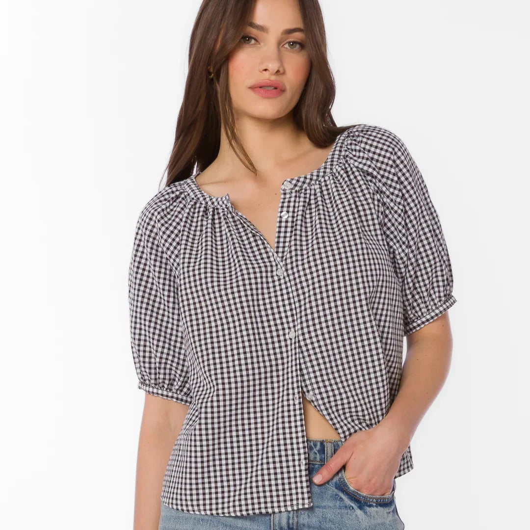 Ottilie Gingham Top - Black