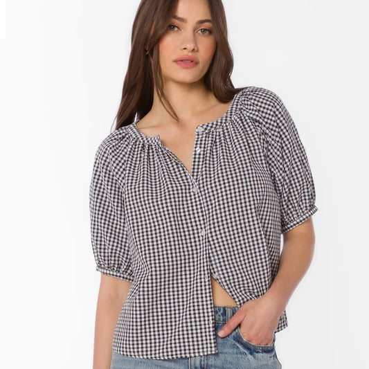Ottilie Gingham Top - Black