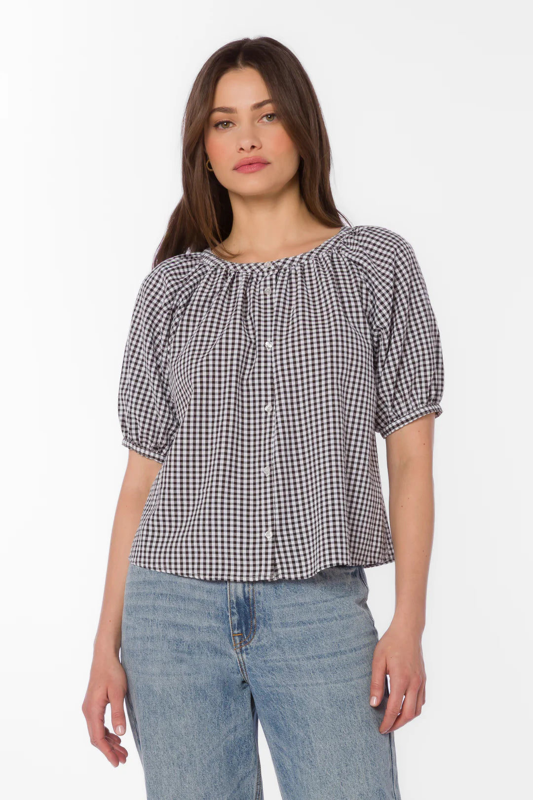 Ottilie Gingham Top - Black