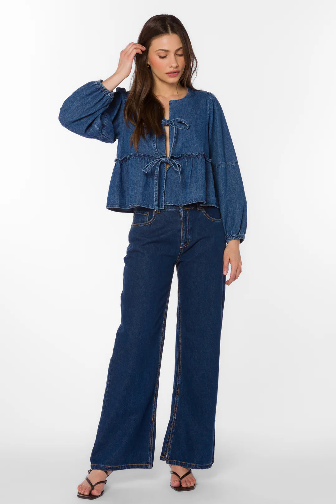 Abbie Denim Top - Tokyo Blue