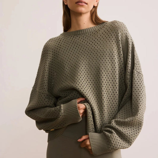 Olly Crochet Sweater - Olive