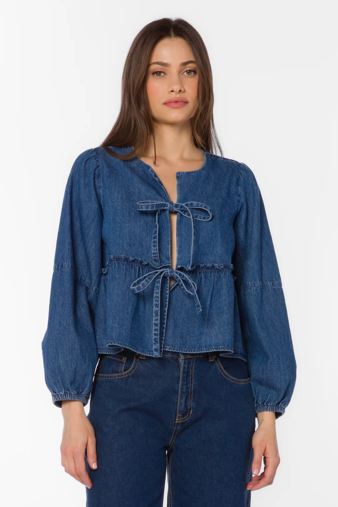 Abbie Denim Top - Tokyo Blue