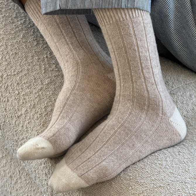 Classic Cashmere Blend Socks - Fawn