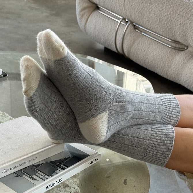 Classic Cashmere Blend Socks - Grey Melange