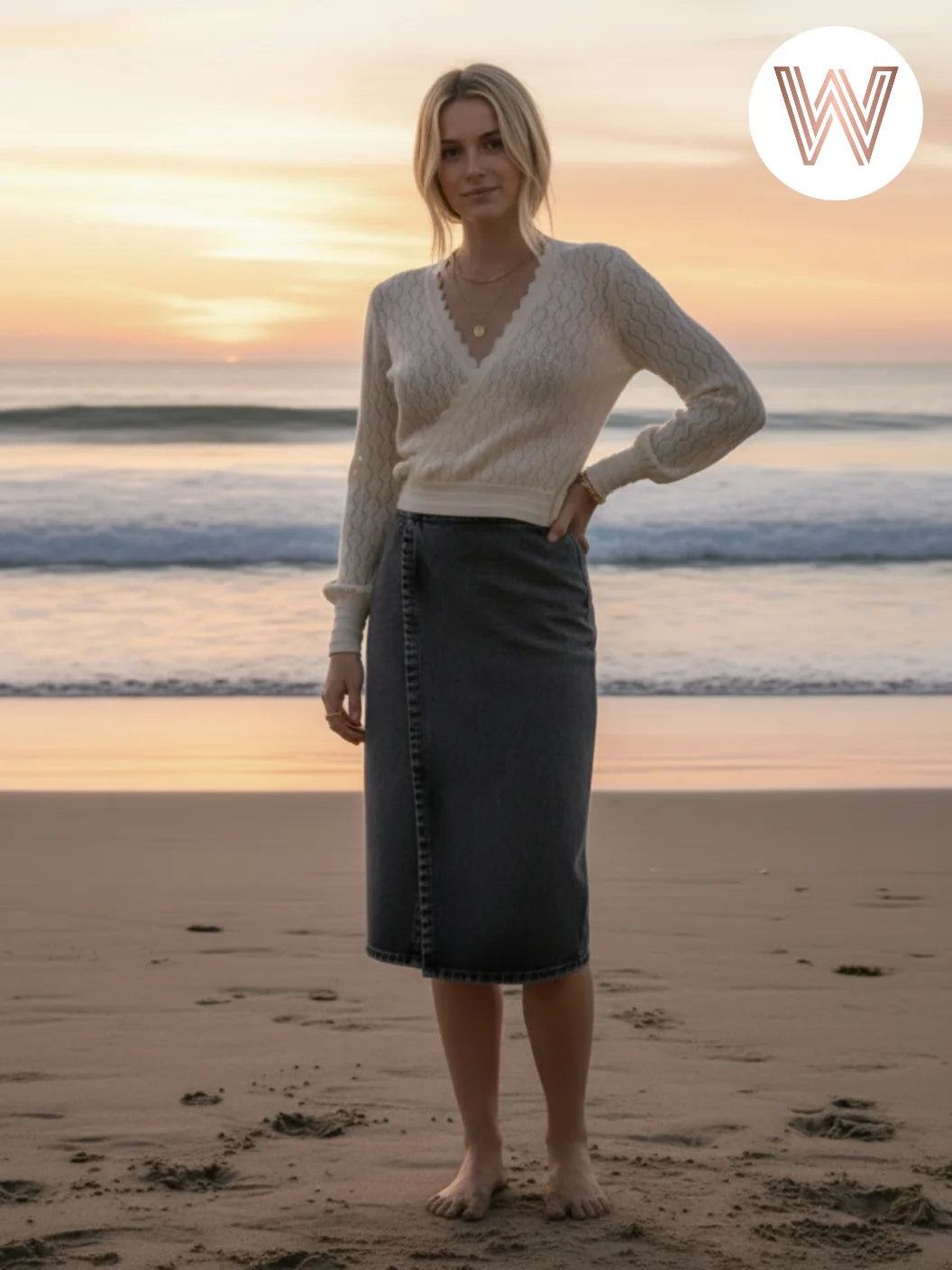 Jade Denim Wrap Skirt - Charcoal