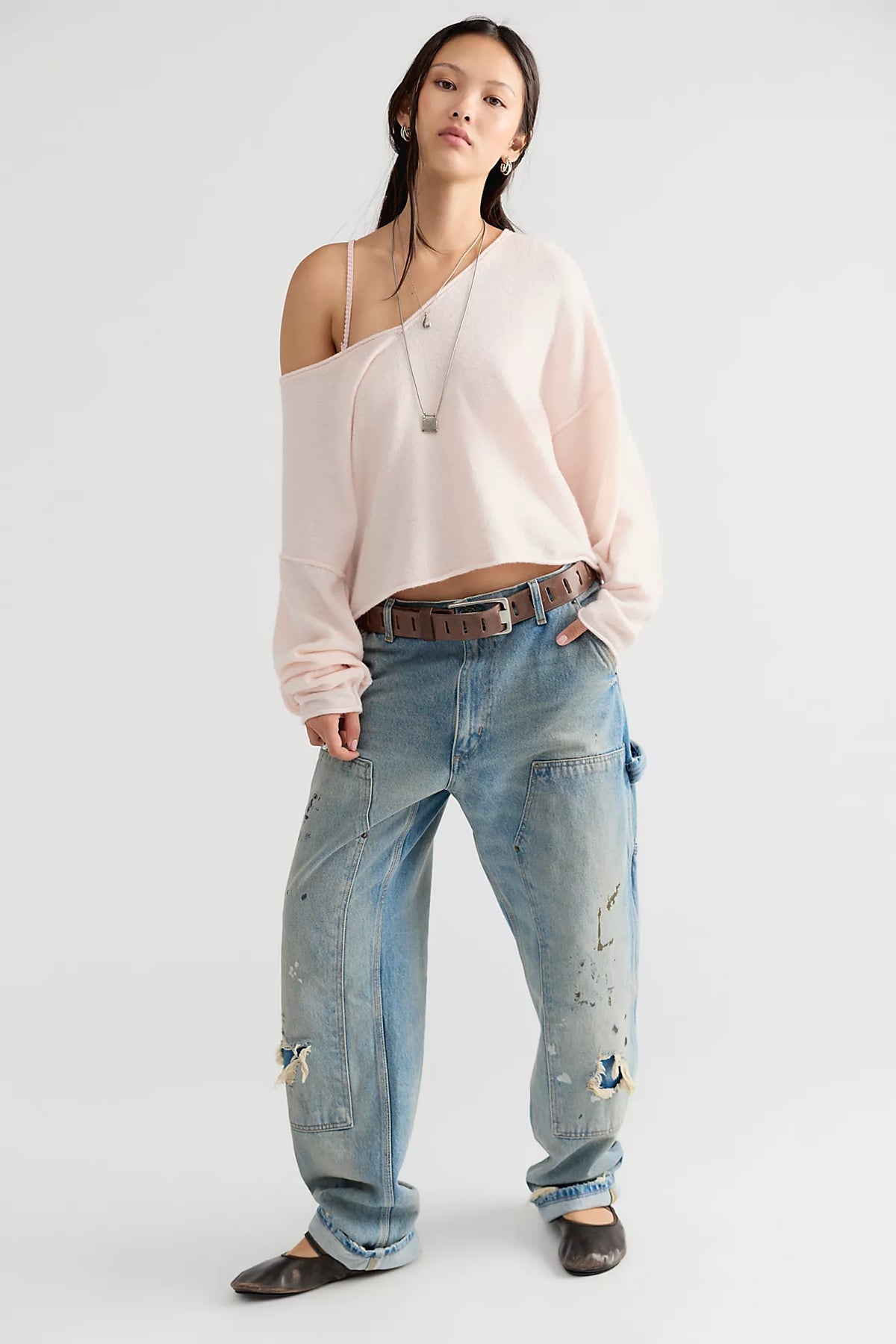 See Me V-Neck Knit - Ballet Slipper