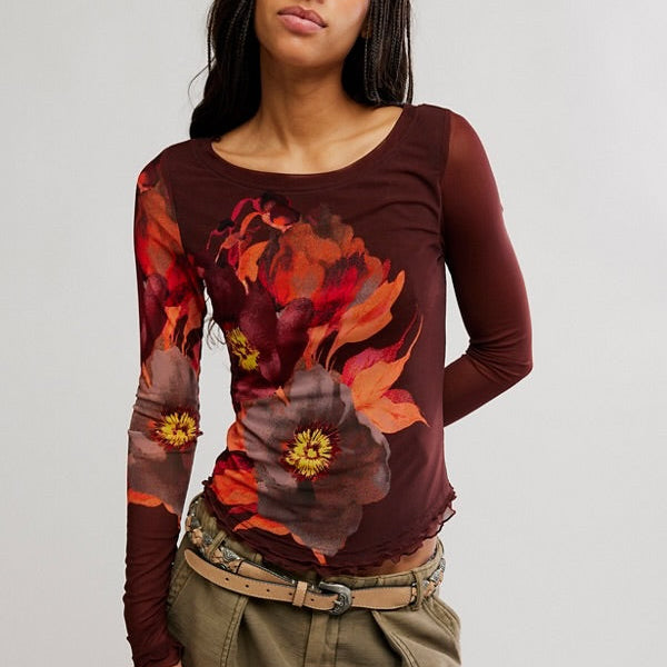 Lilly Printed Top - Cocoa