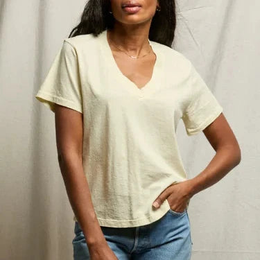 Hendrix V Neck Tee - Custard