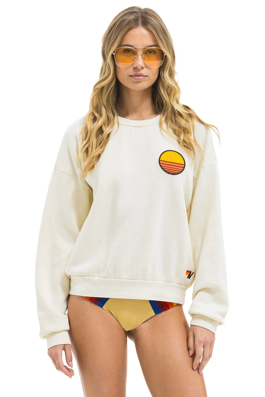 Sunset Patch Relaxed Crew - Vintage White