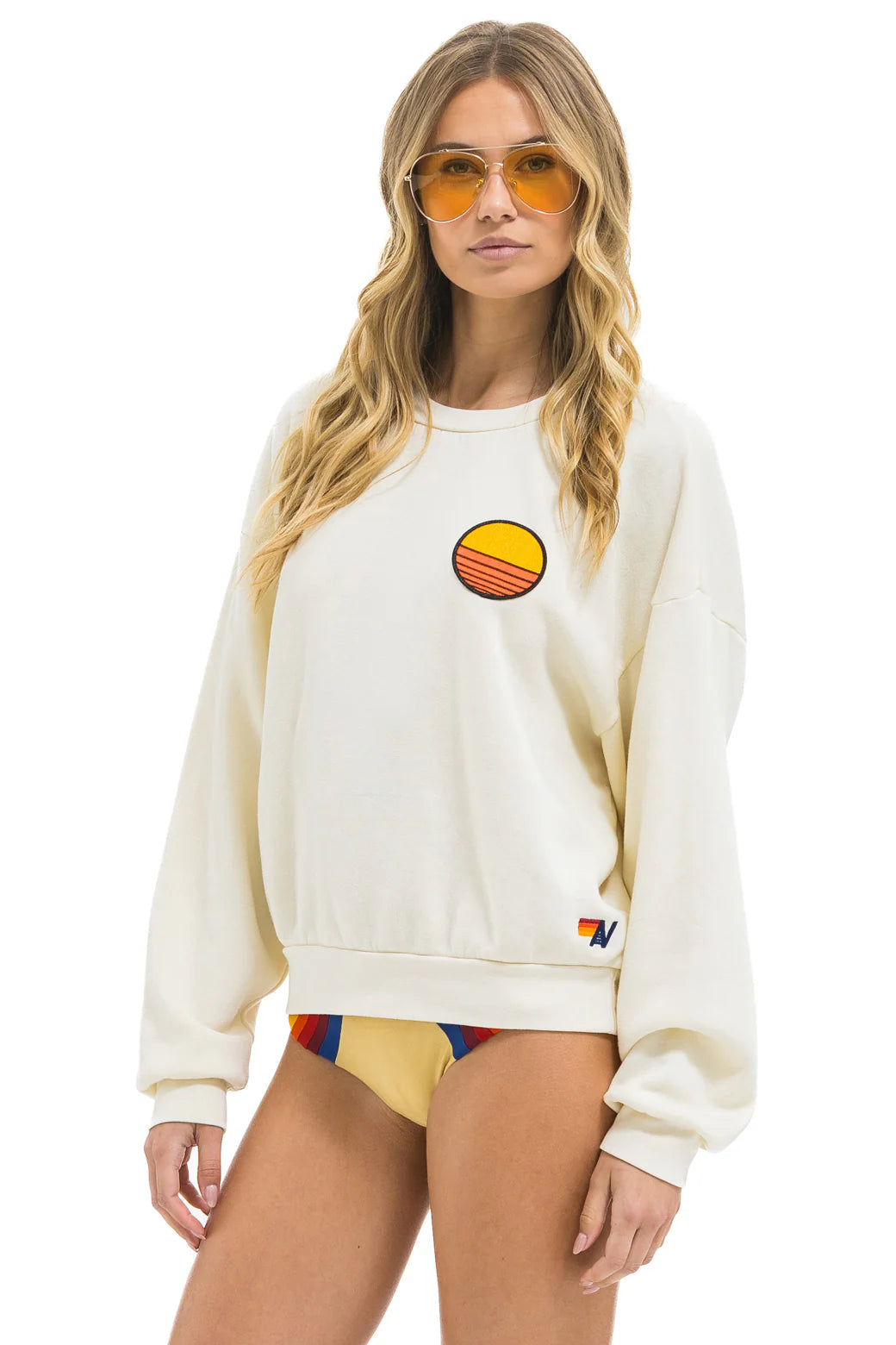 Sunset Patch Relaxed Crew - Vintage White