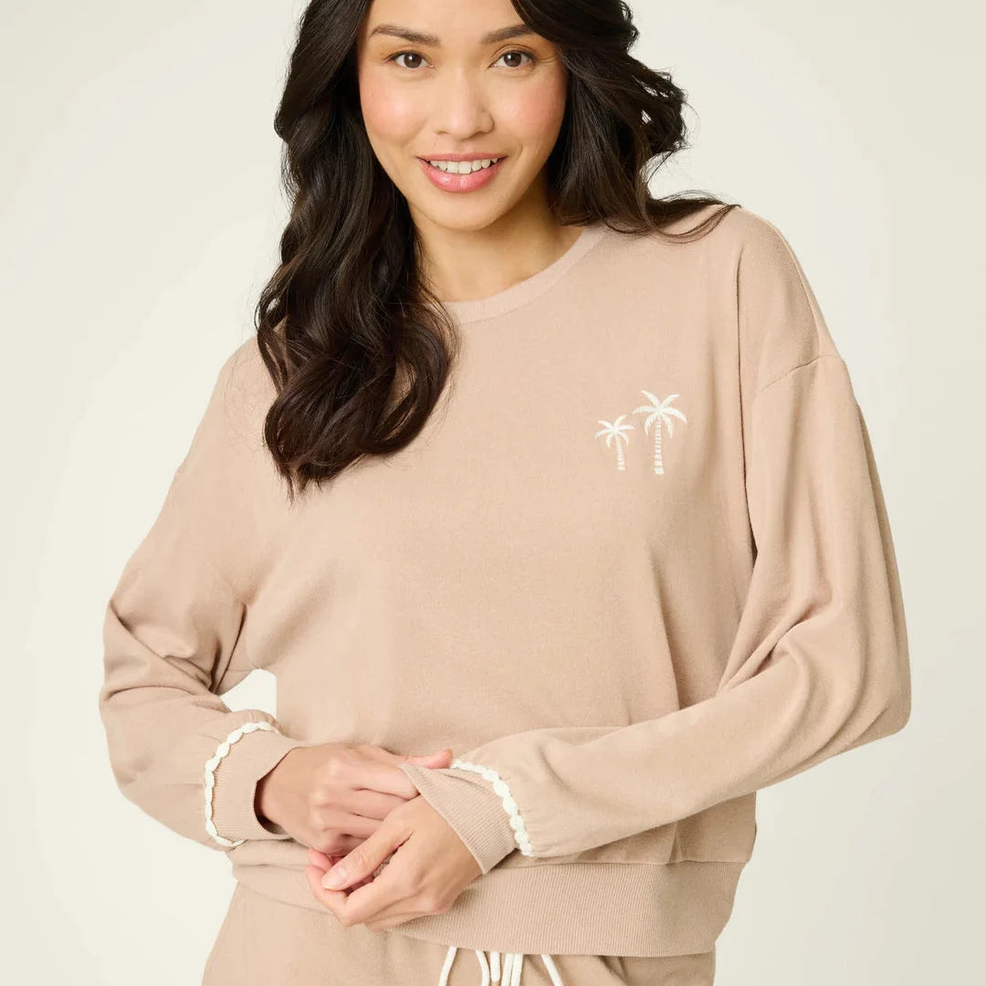 Palms Away Top - Warm Taupe