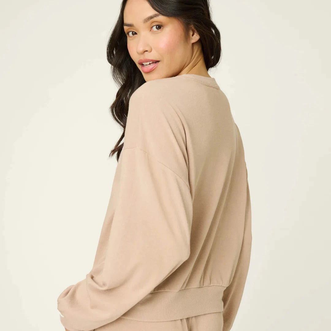 Palms Away Top - Warm Taupe