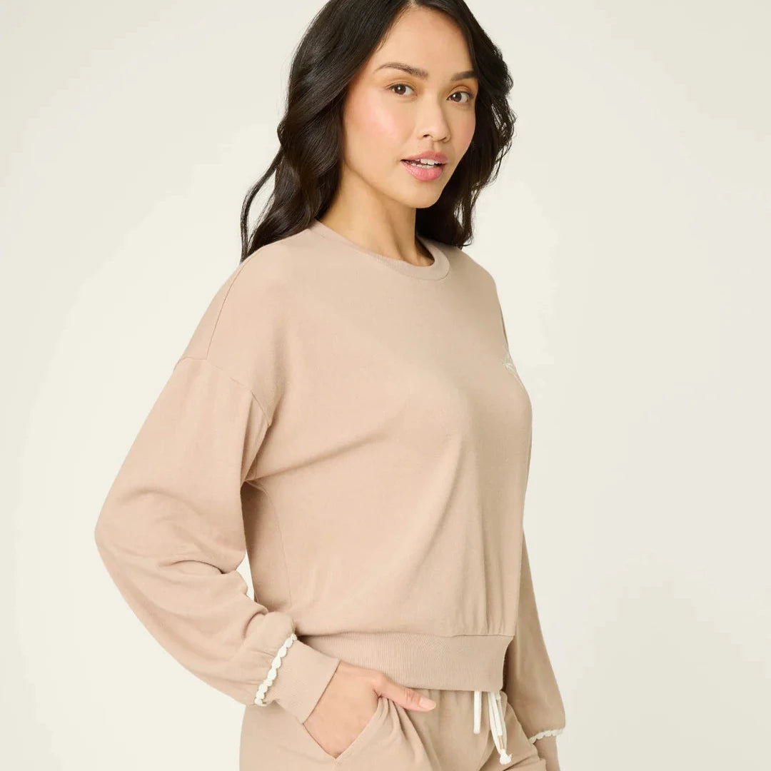 Palms Away Top - Warm Taupe