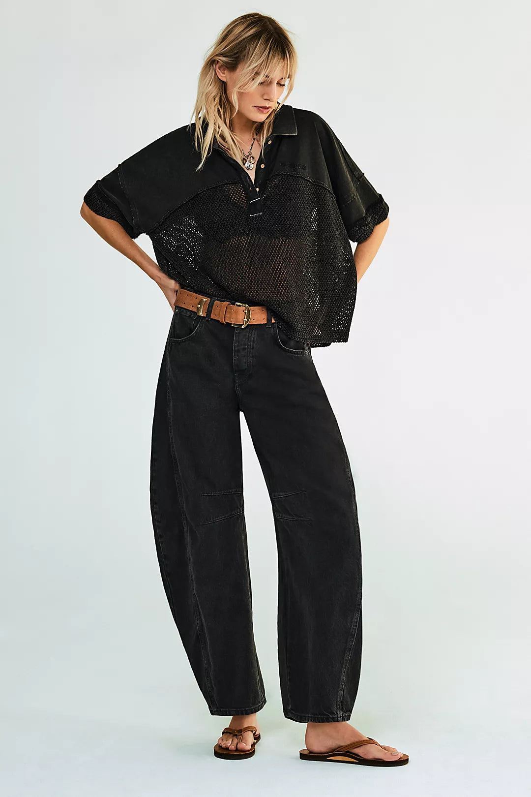 Good Luck Mid-Rise Barrel Jeans - Soundwave