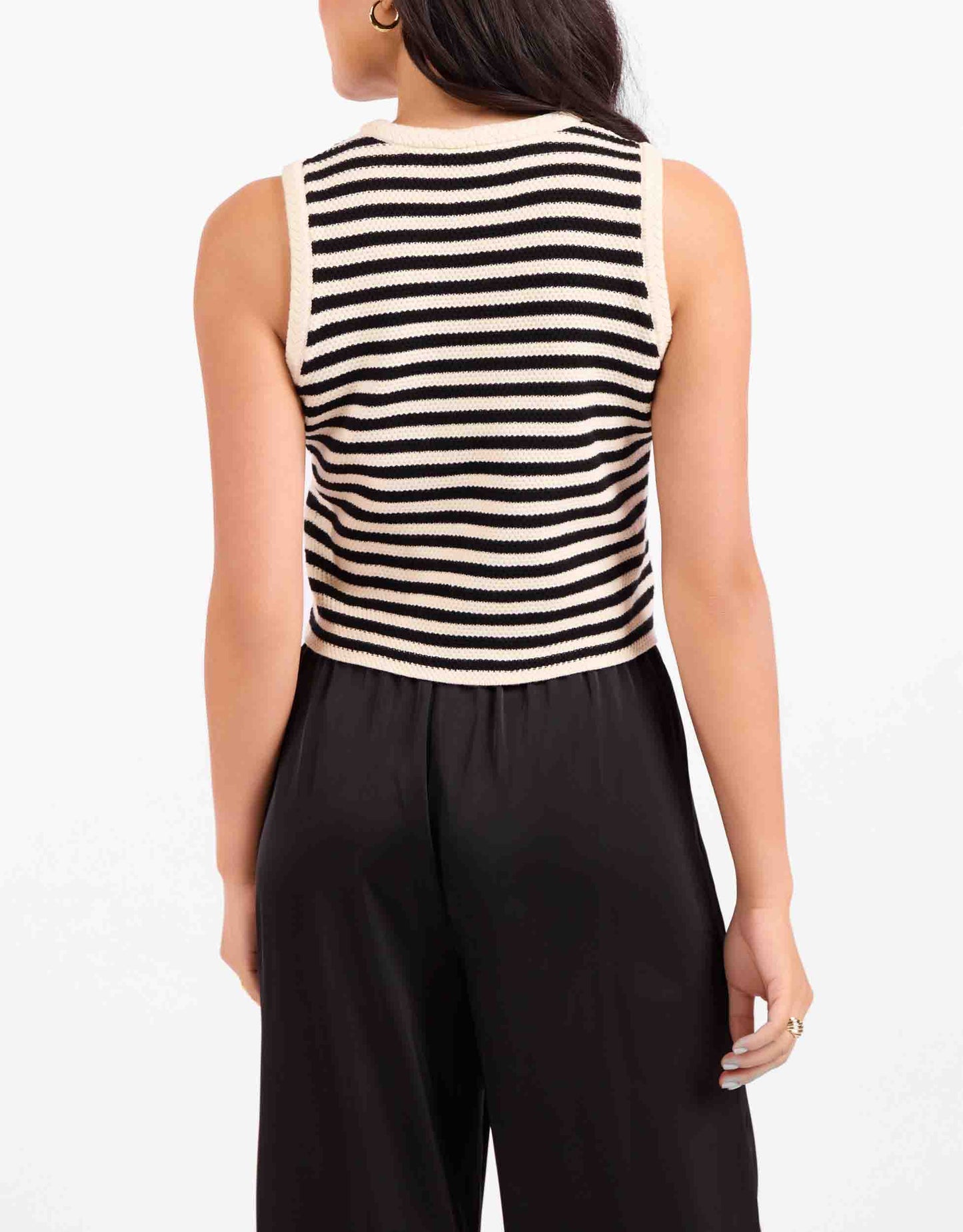 Manon Stripe Vest - Ivory / Black