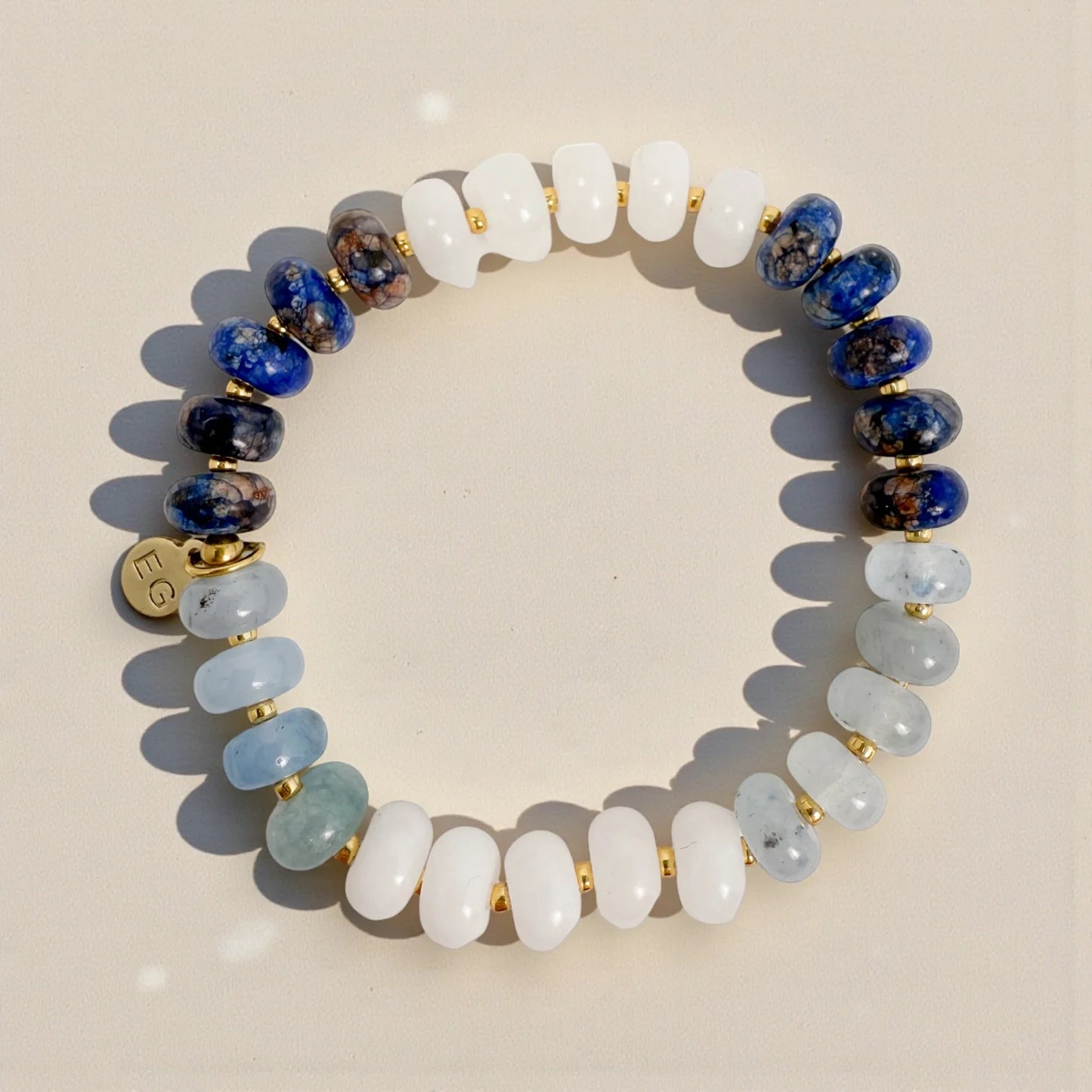 Rondelle Gemstone Bracelet - Blue Quartz