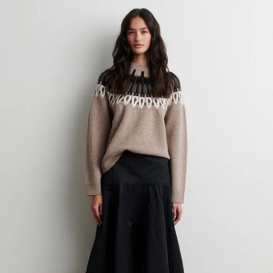 Arlo Knit O Neck Sweater - Beige