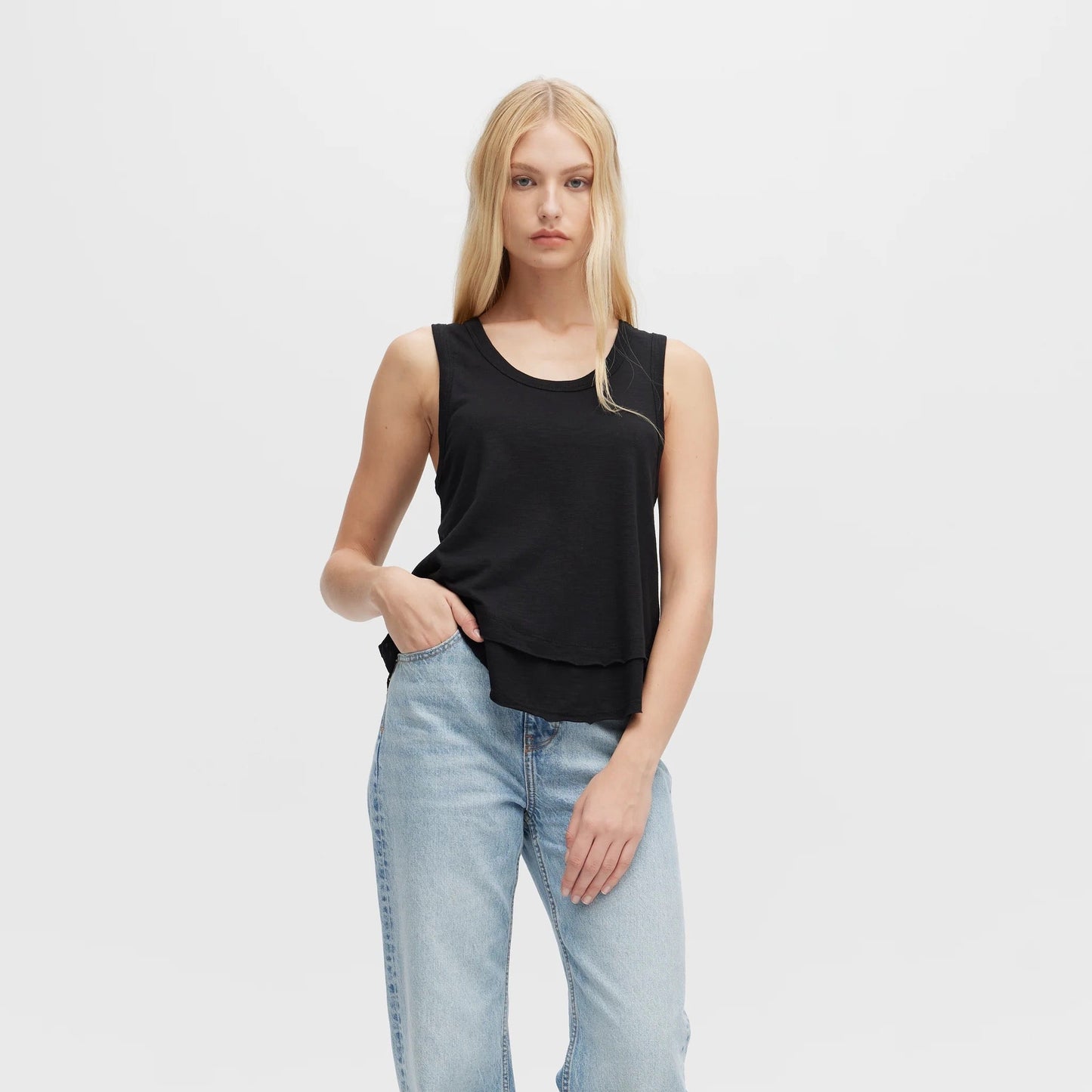 Ava Layered Tank - Black