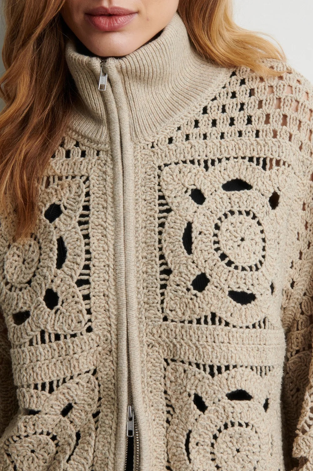 Rosette Knit Cardigan - Camel