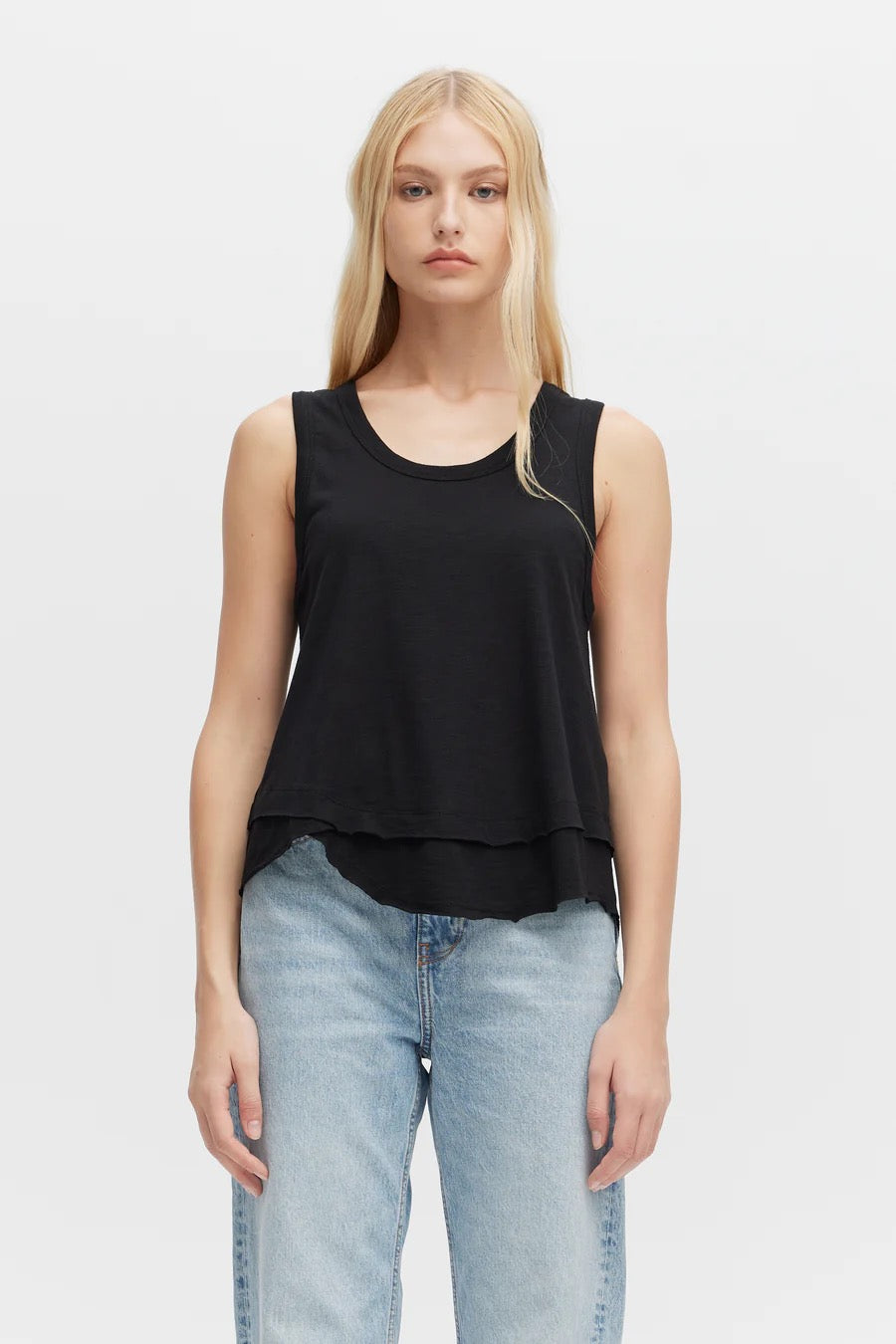 Ava Layered Tank - Black