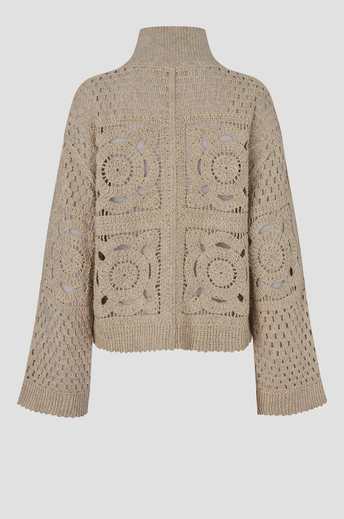 Rosette Knit Cardigan - Camel